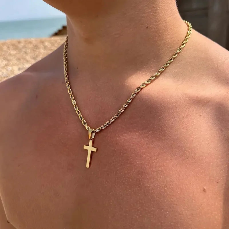 New Cross Pendant Necklace Unisex Minimalist Color Jewellery Male Necklaces Chokers Gifts (unisex)