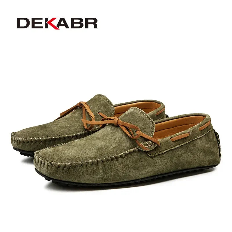 Casual Men Genuine Leather Shoes Summer Breathable Green Men's Loafers Leather Shoes Sapato Masculino Zapatos Hombre