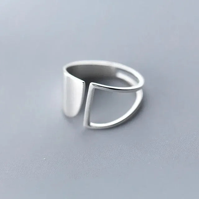 925 Sterling Rings for Women Fashion Geometric Handmade Irregular Strip Ring Party