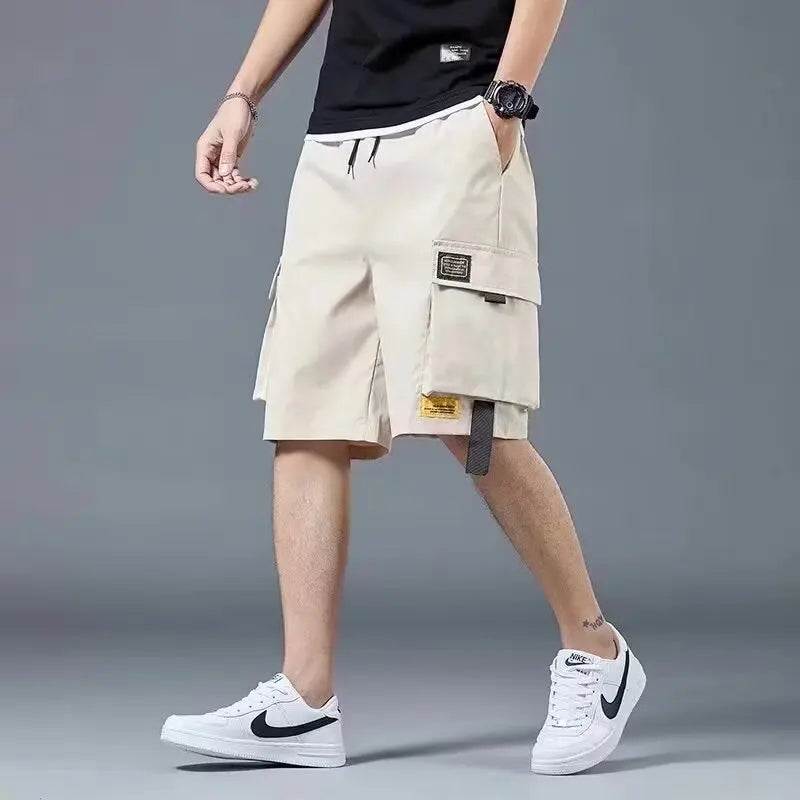 Overalls short men's summer style baggy straight cropped pants