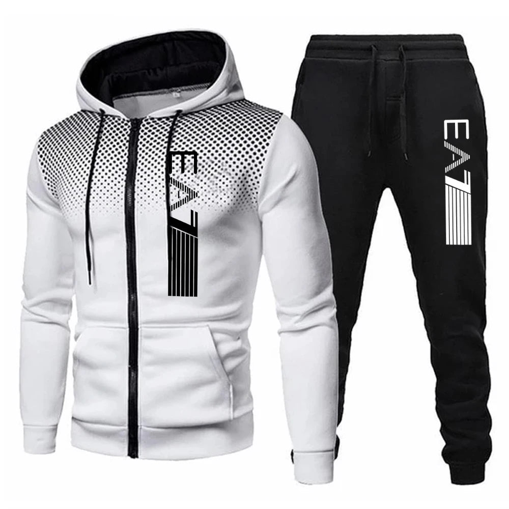 Men's Suit Two-Piece Tracksuit Casual Sports Jacket+Trousers Harajuku Sports Suit Autumn Winter Hoodie Sportswear