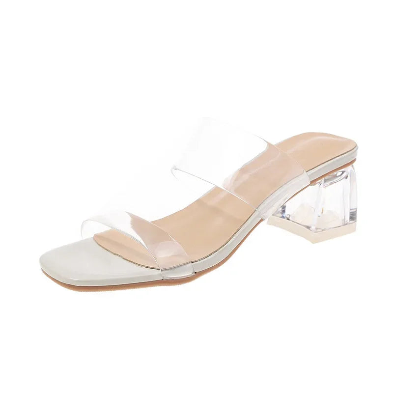 Women Pumps Sandals PVC Jelly Slippers Open Toe High Heels Women Transparent Perspex Slippers Shoes Heel Clear Sandals