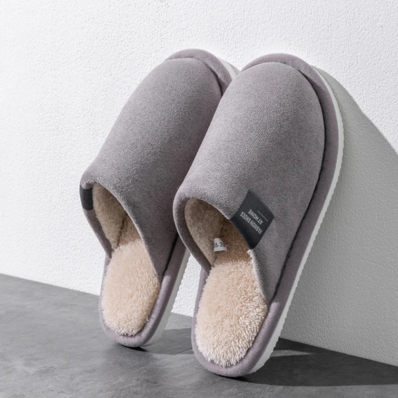 Winter Warm Slippers Men House Non Slip Soft Shoes Comfortable Flat Heel Home Indoor Bedroom Plush Slippers Bedroom Female shoes