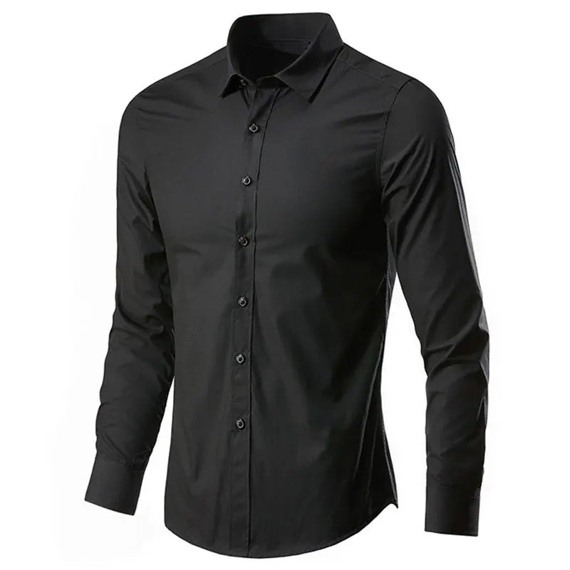 Social men's shirt Long sleeve non-ironing Business is decorated professional office casual easy to care solid color shirt