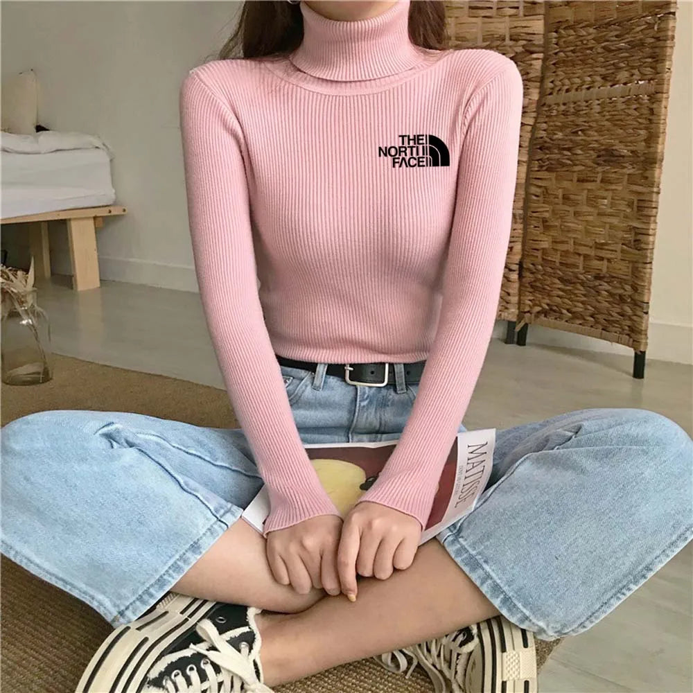 Warm Thick Autumn Winter Women Sweater Pullover Basic Ribbed Sweaters Cotton Tops Knitted Solid Turtleneck