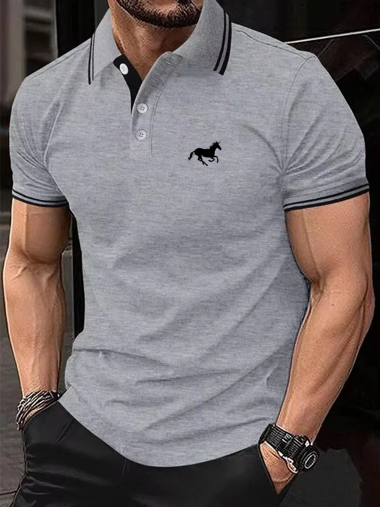 New Men's T-shirt Classic Short-sleeved Polo Shirt Summer Top Casual T-shirt Button Lapel Super Large S-3XL Casual Polo Shirt