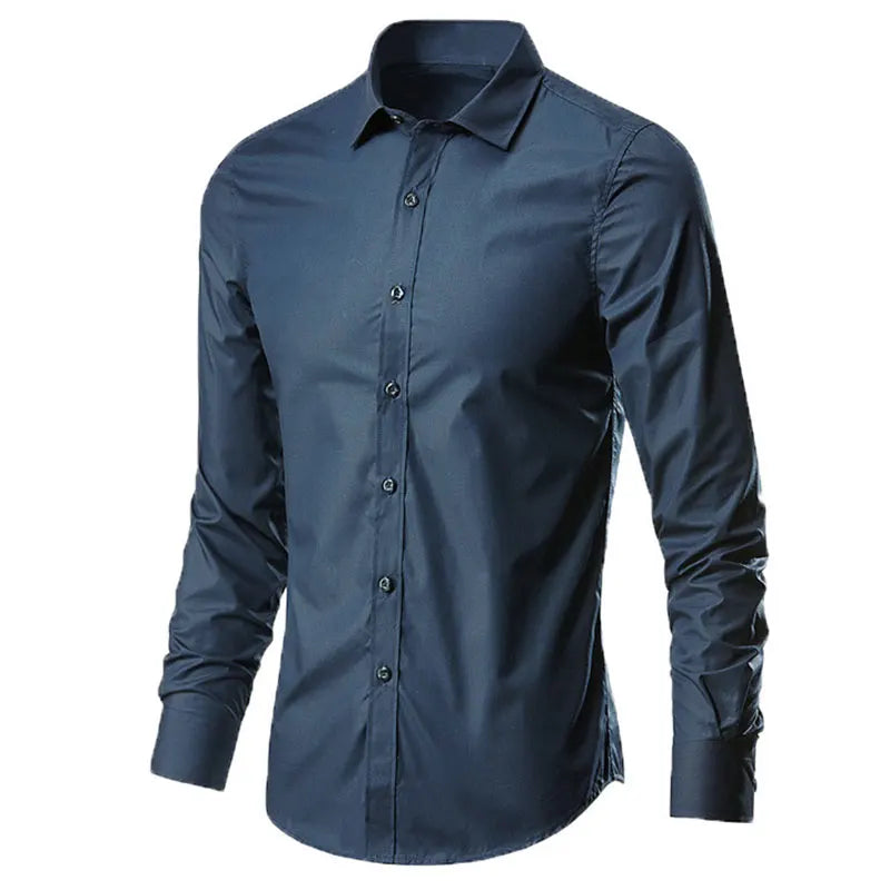 Social men's shirt Long sleeve non-ironing Business is decorated professional office casual easy to care solid color shirt