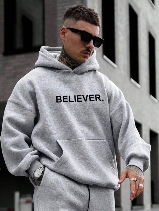 Hoodie Believer Letter Print Men's Sport Casual Sweatshirts Hoodie Women Fashion Oversized Cotton Hoodies