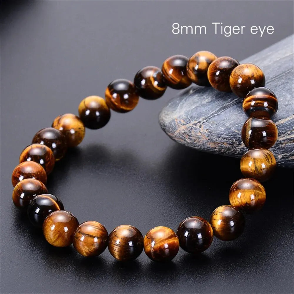 Kirykle Fashion Tiger Eye Bangles Men Natural Energy Stone Beads Reiki Healing Bracelets Jewellery Pulseras Gifts