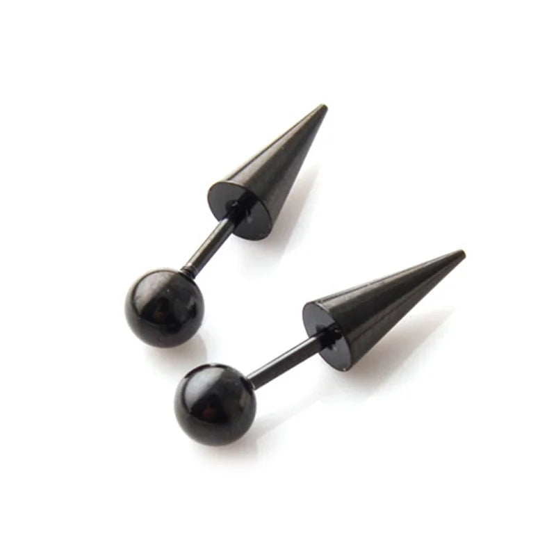 Small Black Punk Stud Earrings For Women Men Boy New Fashion Zircon Geometry Stainless Steel Jewellery Accessories Earrings