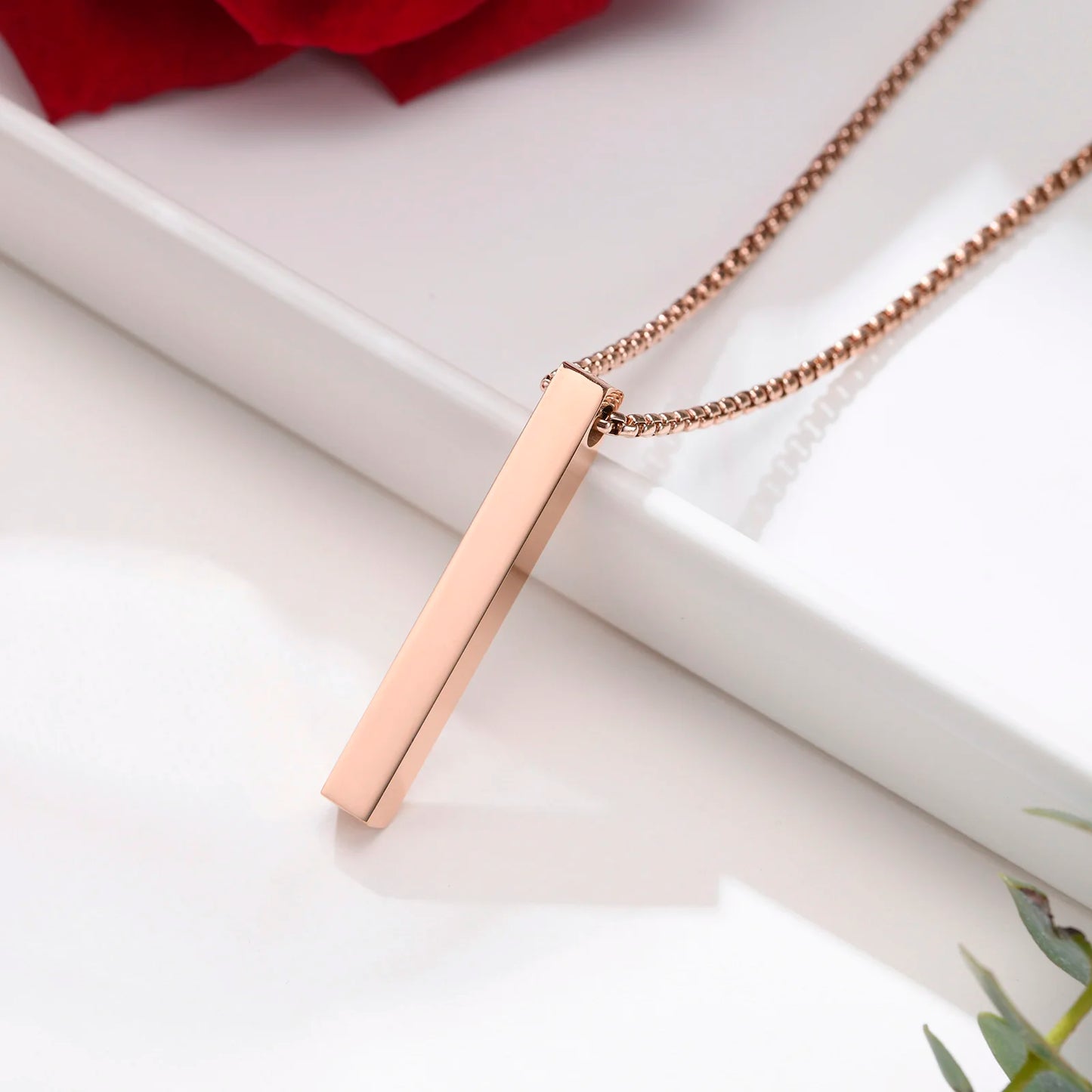 Vnox 5mm Pillar Necklace for Men Women, Stainless Steel 3D Bar Pendant, Minimalist Simple Casual Unisex Neck Collar