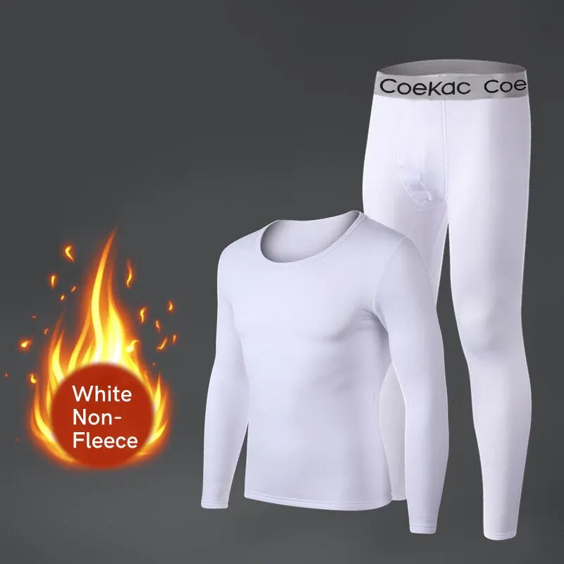 Thermal Innerwear for Men Long Johns With Fleece Lined Set Cold Weather Winter Top Bottom