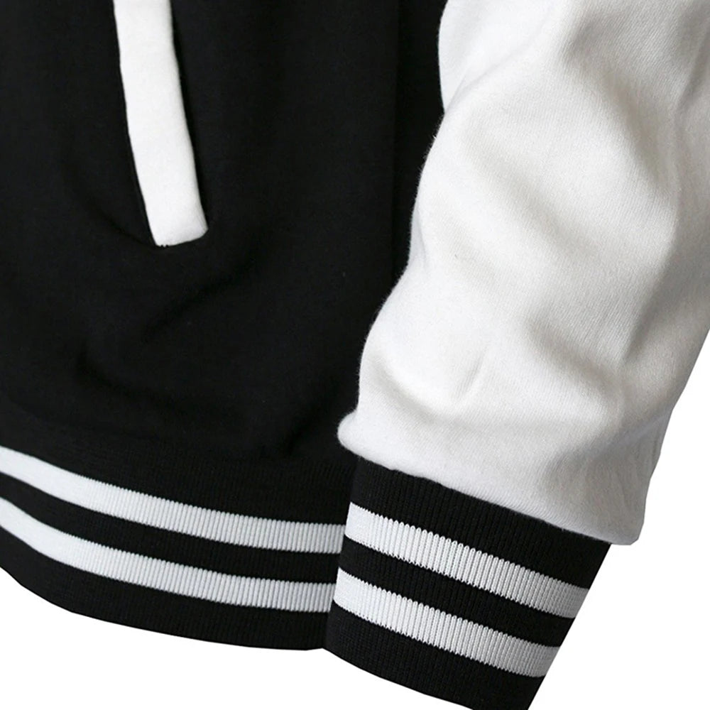 Black White Color Jacket Loose Oversized Clothes Casual Men Women Baseball Clothes Couple Street Coat Warm Fleece Jackets