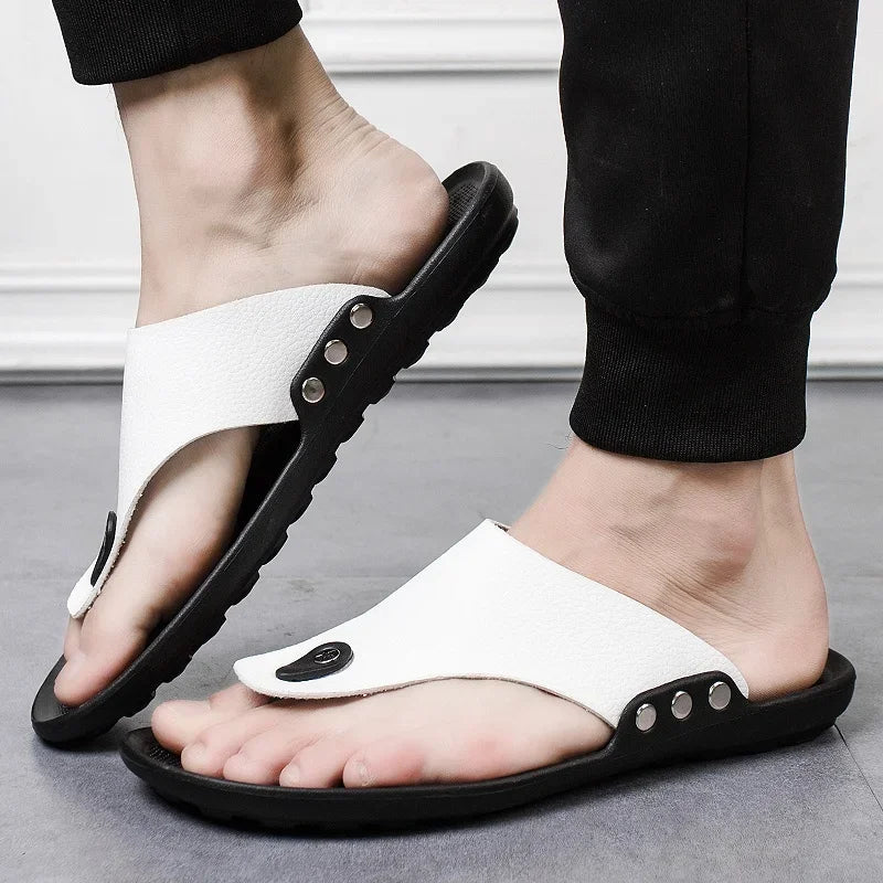 Slippers Men Flip-Flops for Men Beach Slippers Brown Sandals Comfortable Shoes Non-Slip Bathroom Shoes Men Shoes