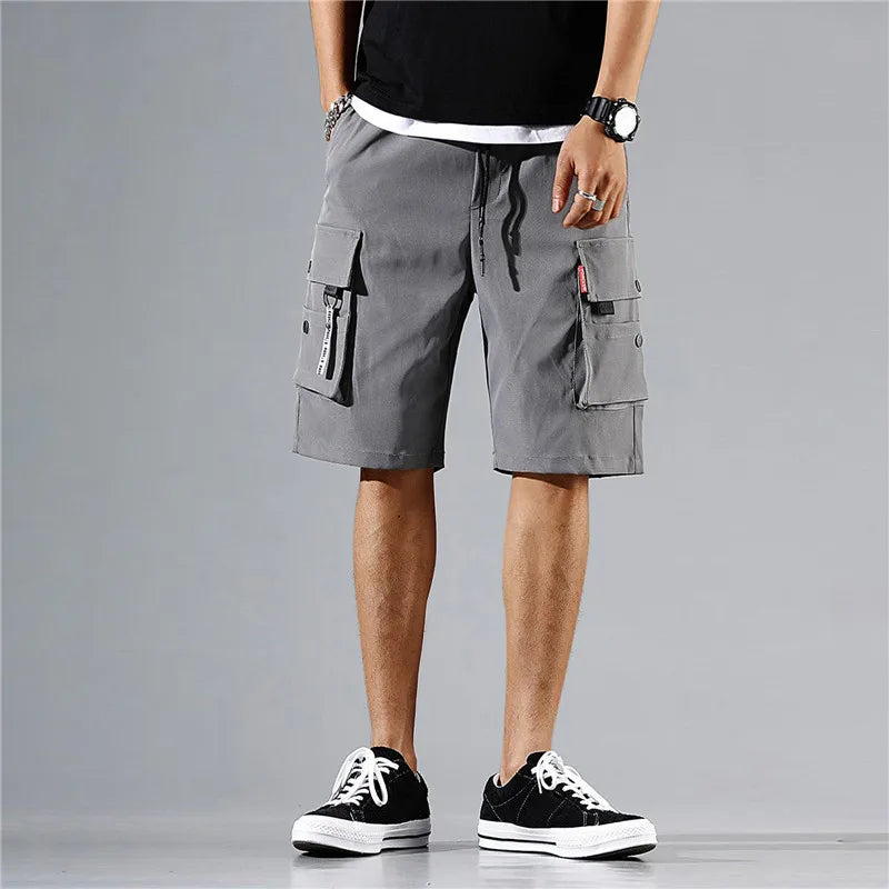 Cargo Shorts Summer Male Lounge Short Pants Multi Pockets Male Casual Straight Shorts Work Shorts Streetwear Sweatpants