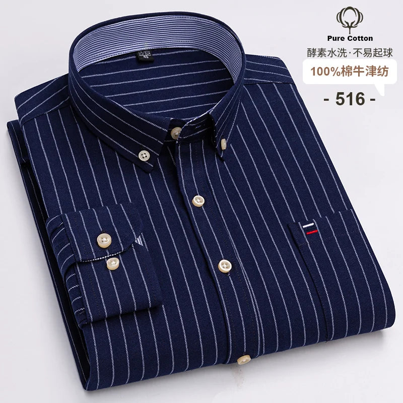 Men's Shirts Long Sleeves Plaid Soft Regular Fit Formal Dress