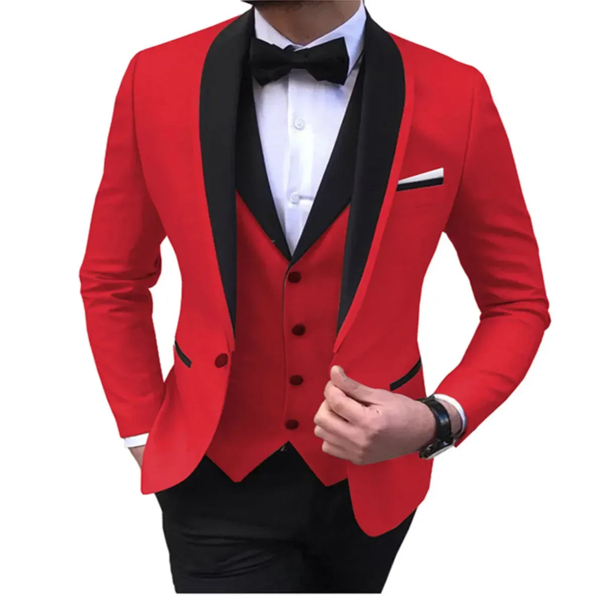 Mens Suits Men 3 Piece Tuxedos (Blazer+Vest+Pant)