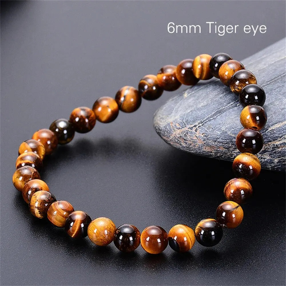 Kirykle Fashion Tiger Eye Bangles Men Natural Energy Stone Beads Reiki Healing Bracelets Jewellery Pulseras Gifts