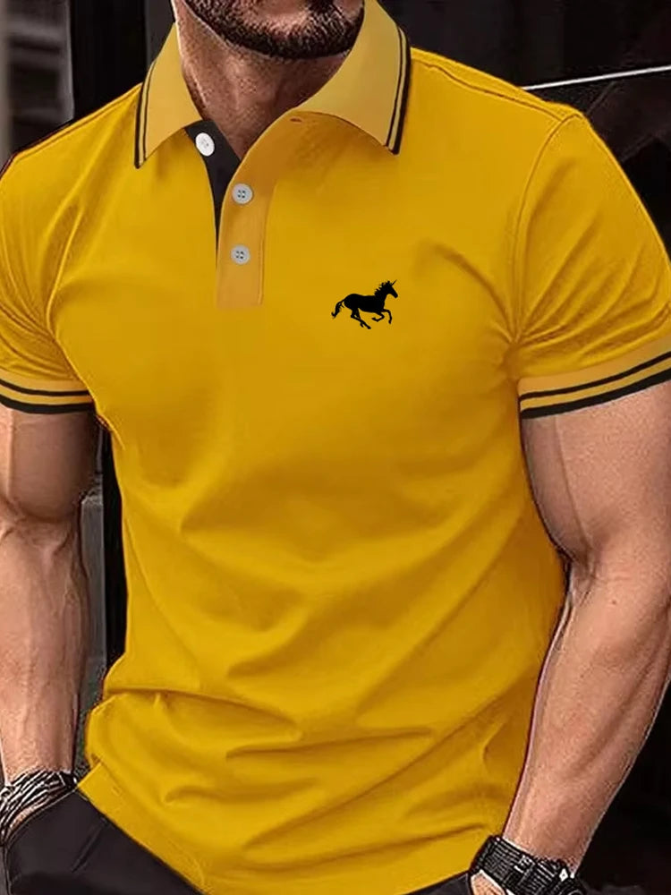 New Men's T-shirt Classic Short-sleeved Polo Shirt Summer Top Casual T-shirt Button Lapel Super Large S-3XL Casual Polo Shirt