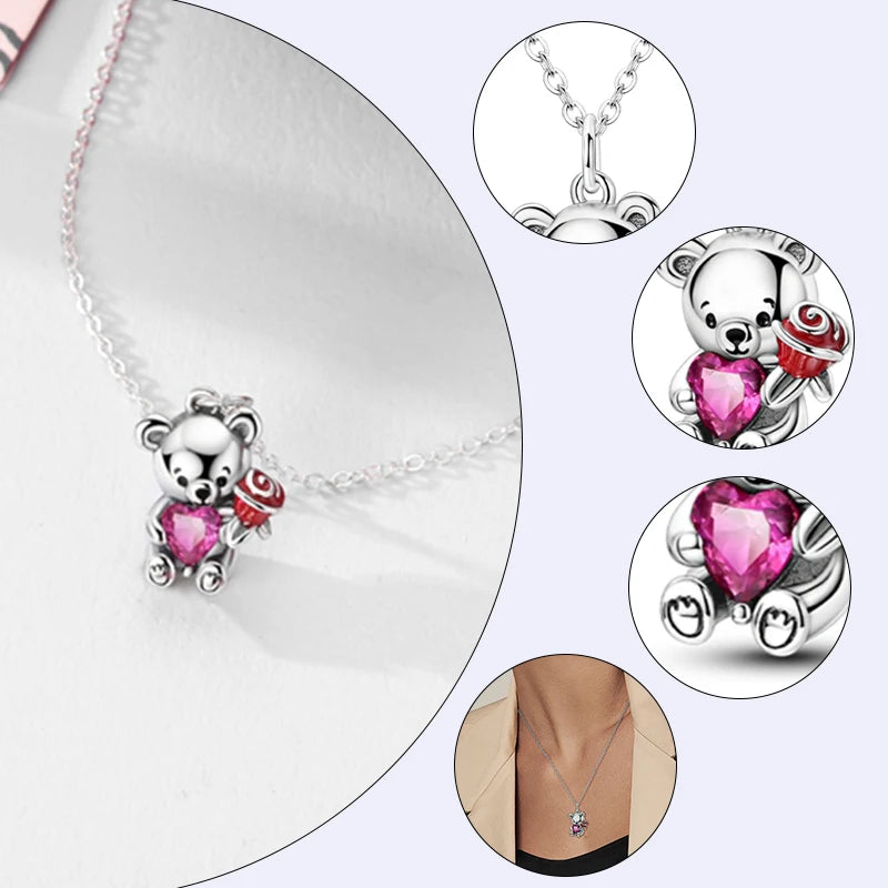 925 Sterling Silver Necklace Zircon Heart Butterfly Simple Necklaces For Women Jewellery Gift Female