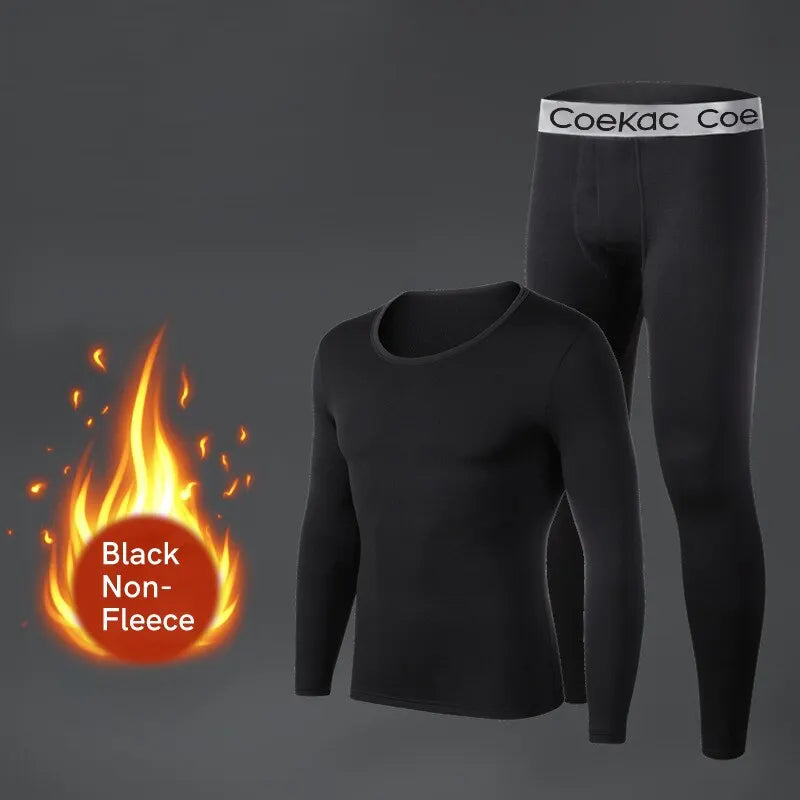 Thermal Innerwear for Men Long Johns With Fleece Lined Set Cold Weather Winter Top Bottom