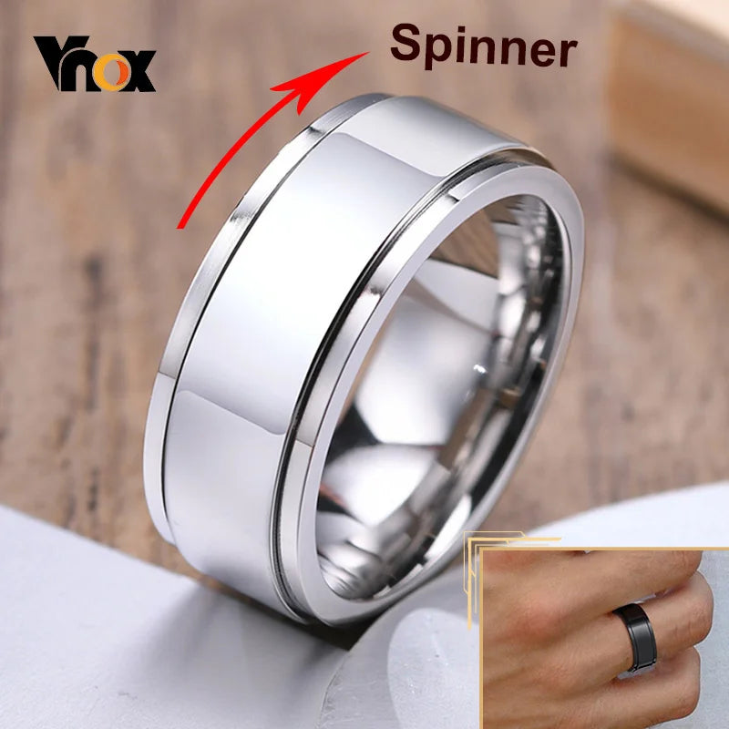 Vnox Spinner Rotatable Ring For Men Women,6/8mm Solid Glossy Matte Wedding Band,Basic Simple Casual Classic Retro Fraternal Ring