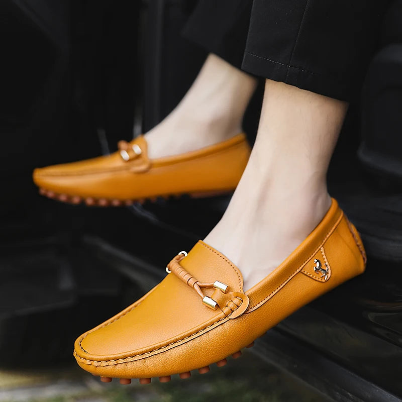 Classic Loafers Men‘s 2024 New Handmade Flats Casual Leather Shoes High-Quality Luxury Comfy Mens Anti-slip Loafers Shoes