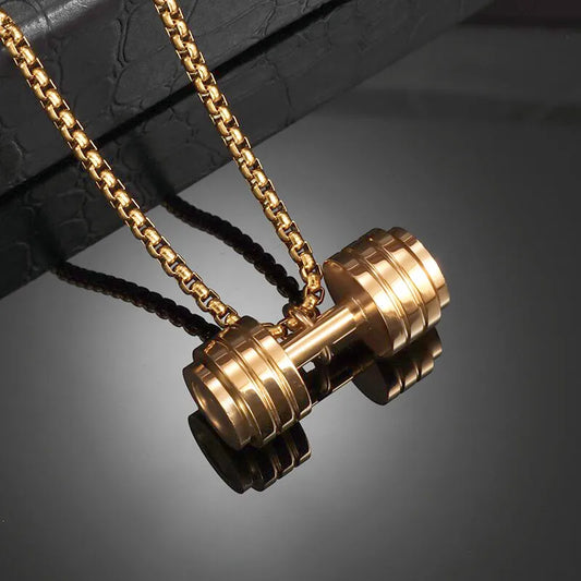 Stainless Steel Barbell Dumbbell Pendant Men's Fitness  Gym Casual Sports Jewellery