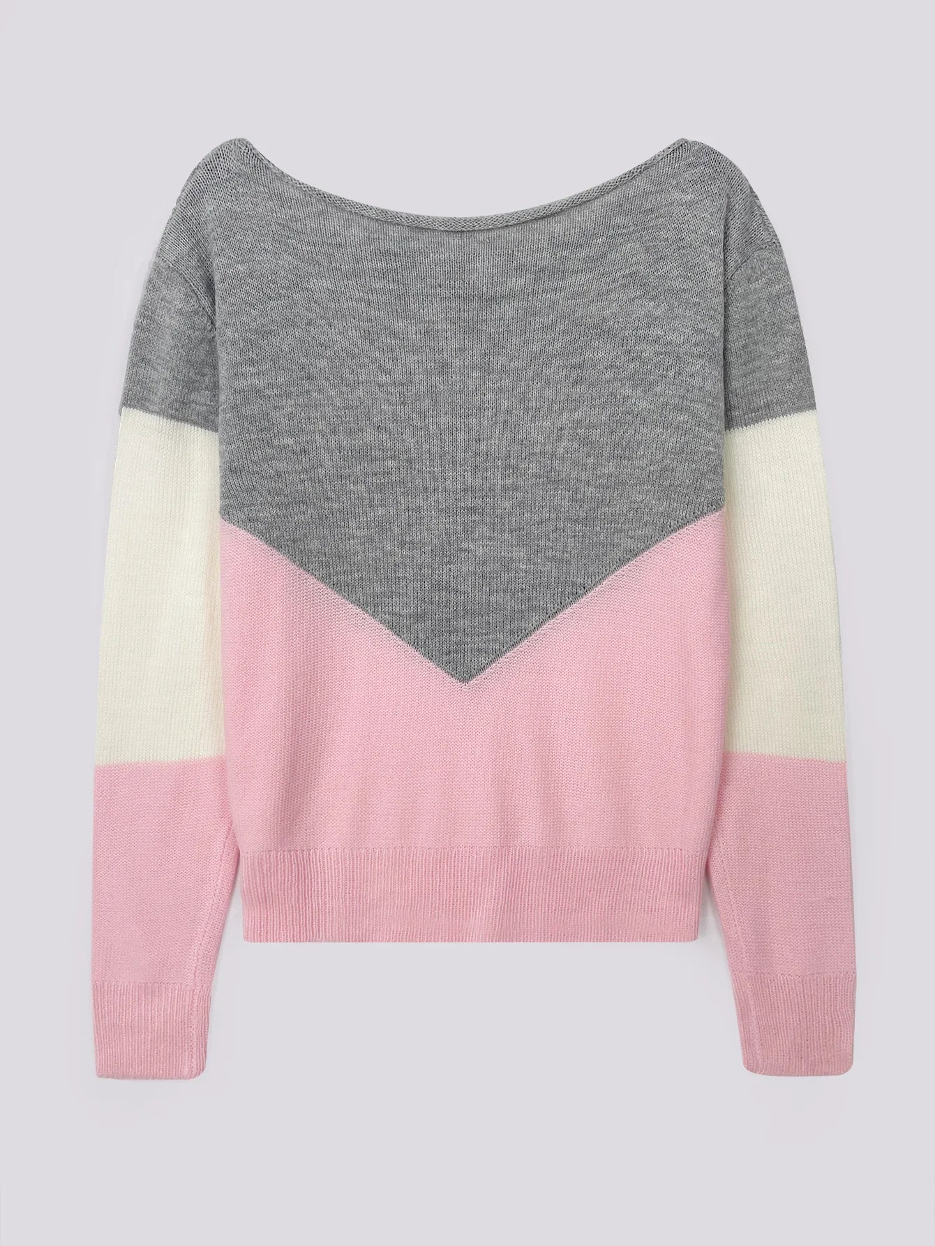 Color Block Cut Out Sweater, Casual Long Sleeve, Women's Pullover Sweaters