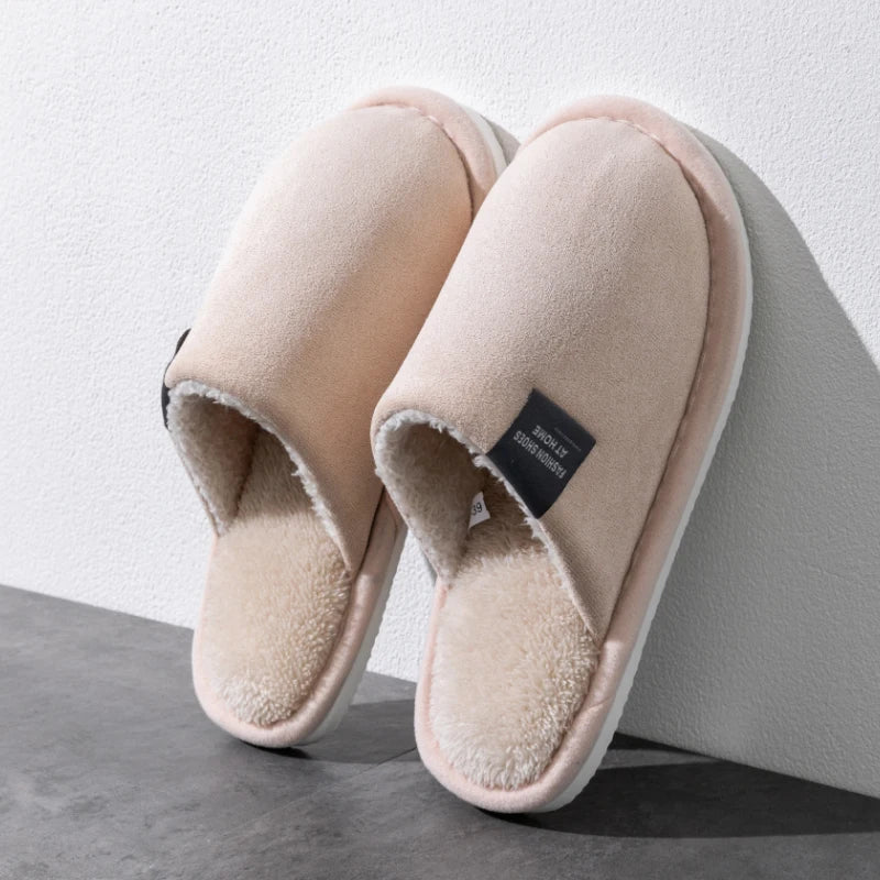 Winter Warm Slippers Men House Non Slip Soft Shoes Comfortable Flat Heel Home Indoor Bedroom Plush Slippers Bedroom Female shoes