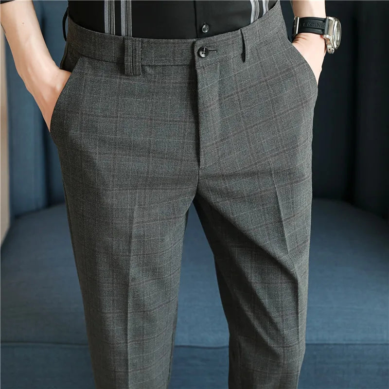 Fashion Dress Pants Men's British Style Business Formal Straight Trousers Slim Casual Spring Streetwear Suit Pants Mens Clothing