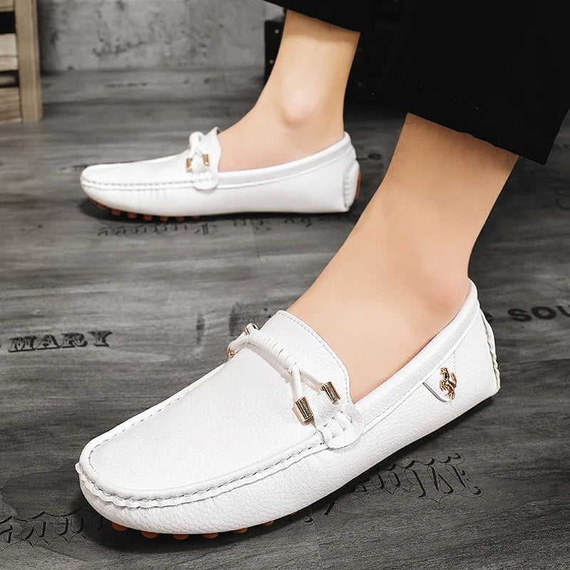 Classic Loafers Men‘s 2024 New Handmade Flats Casual Leather Shoes High-Quality Luxury Comfy Mens Anti-slip Loafers Shoes