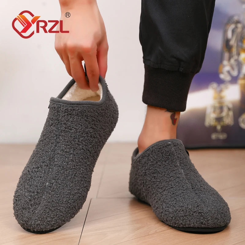 Winter Cotton Shoes Men Warm Slip on Lightweight Winter Slippers Men Plush Bedroom Home Cotton Loafers Men Warm Shoes