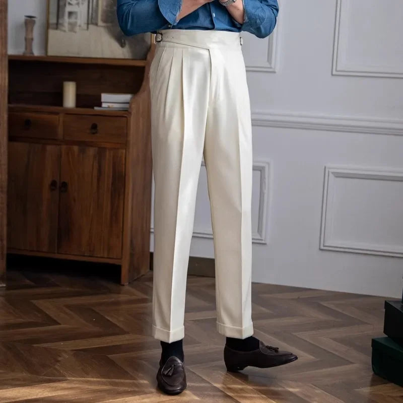 New Italian Style High-waisted Straight-leg Long Pants Casual Versatile Trousers For British Men