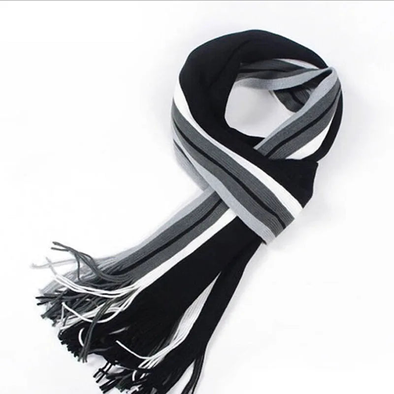 Fashion Ski Climbing Cycling Men's Scarf Winter Classic Cashmere Warm Soft Fringe Striped Scarf Tassel Shawl Wrap Neckwarmer