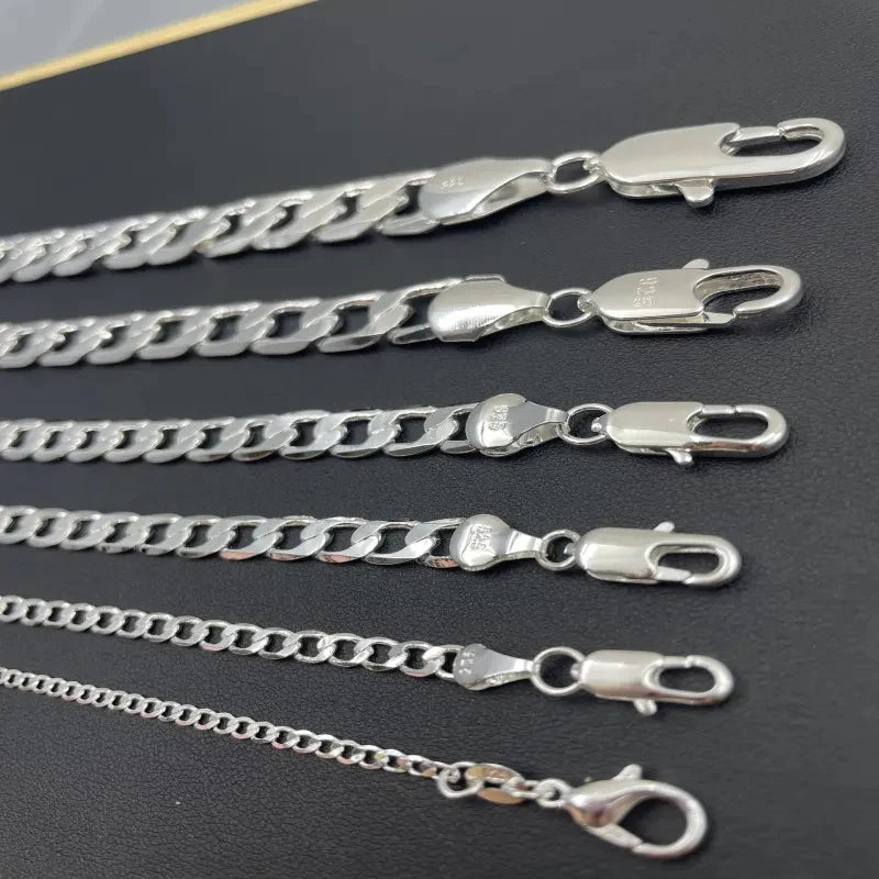 Men's 925 Sterling Silver Necklace  Face Chain Necklace Lobster Clasp Men Women Jewellery Gifts