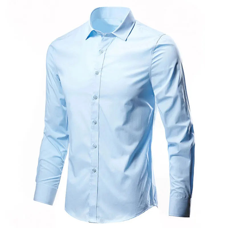 Social men's shirt Long sleeve non-ironing Business is decorated professional office casual easy to care solid color shirt