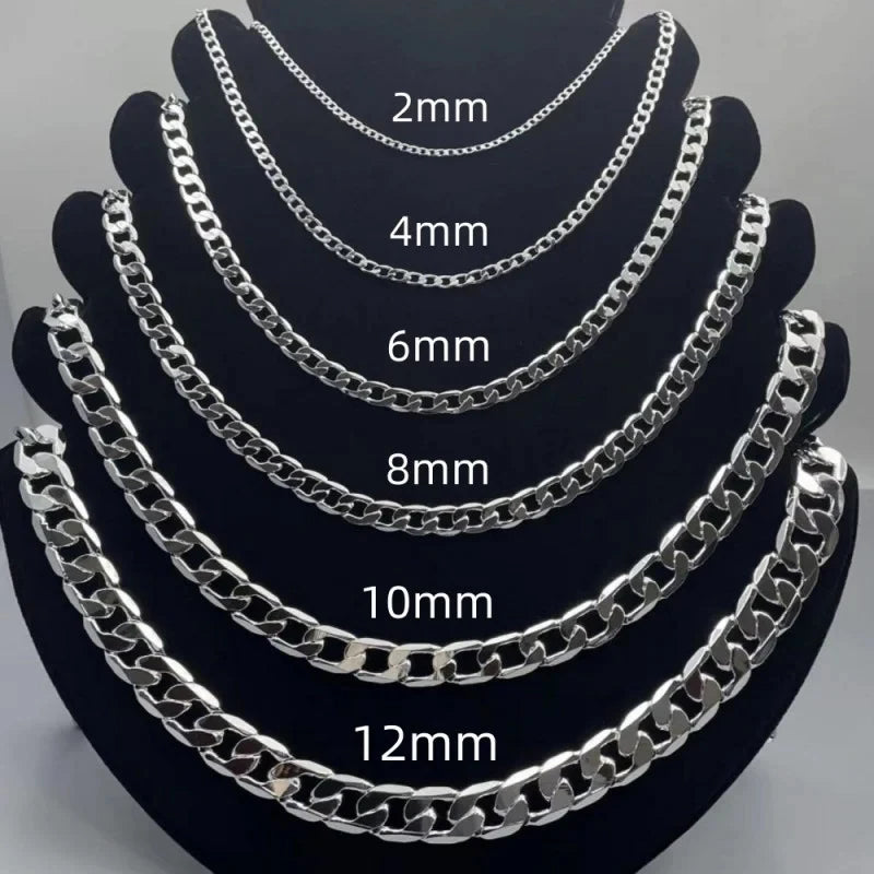 Men's 925 Sterling Silver Necklace  Face Chain Necklace Lobster Clasp Men Women Jewellery Gifts