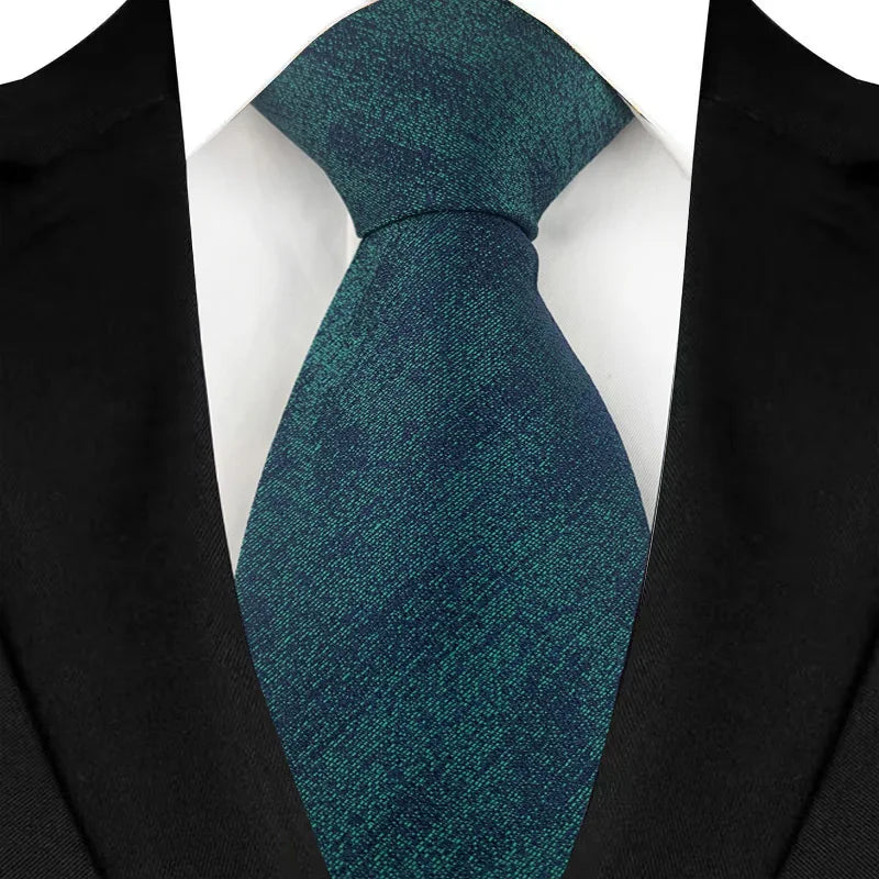 Luxury 8CM Mens Necktie Green Color Stripes Floral Solid Ties For Man Groom Jacquard Woven Neck Tie For Business Wedding Party