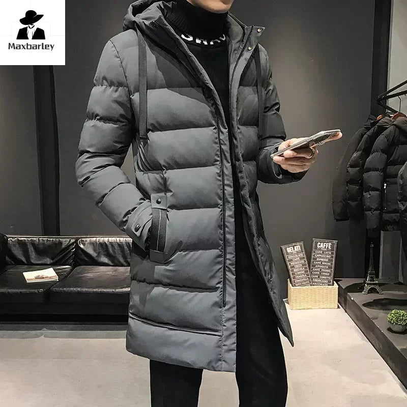 Men Long Down Jackets Winter Coats Chaquetas Hooded Casual Winter Parkas High Quality Male Green Warm Parkas Coats