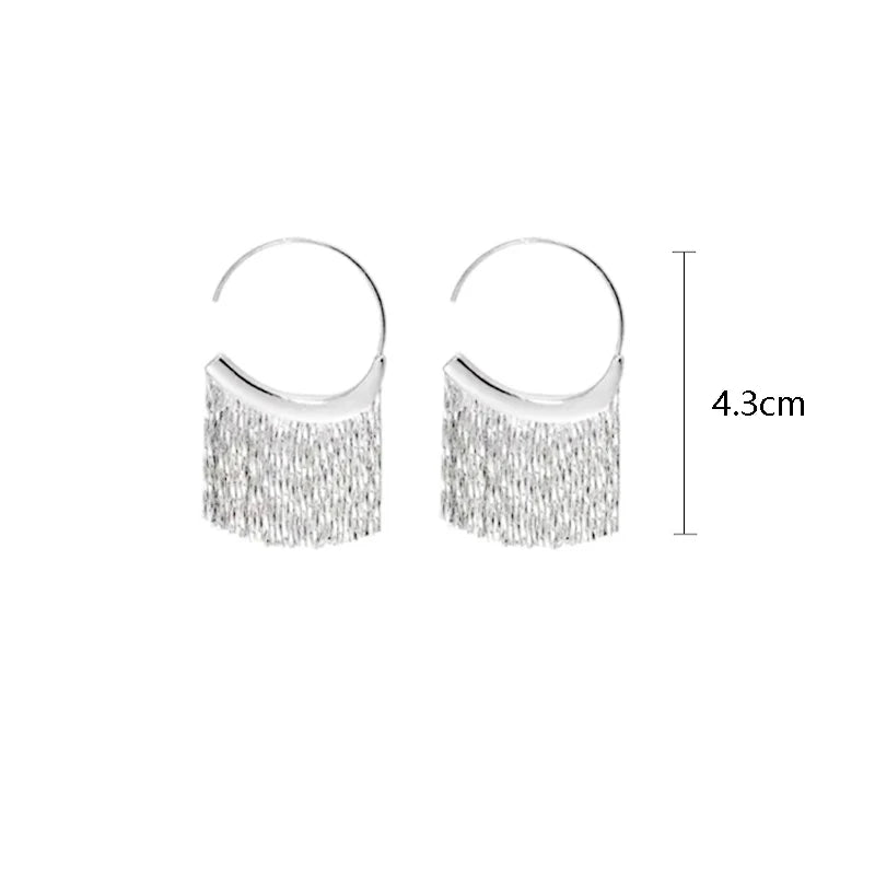 925 Silver Dense Snake Bone Tassel Earrings Women's Simple Golden Silver Color Earrings Party Jewellery Beautiful Gift