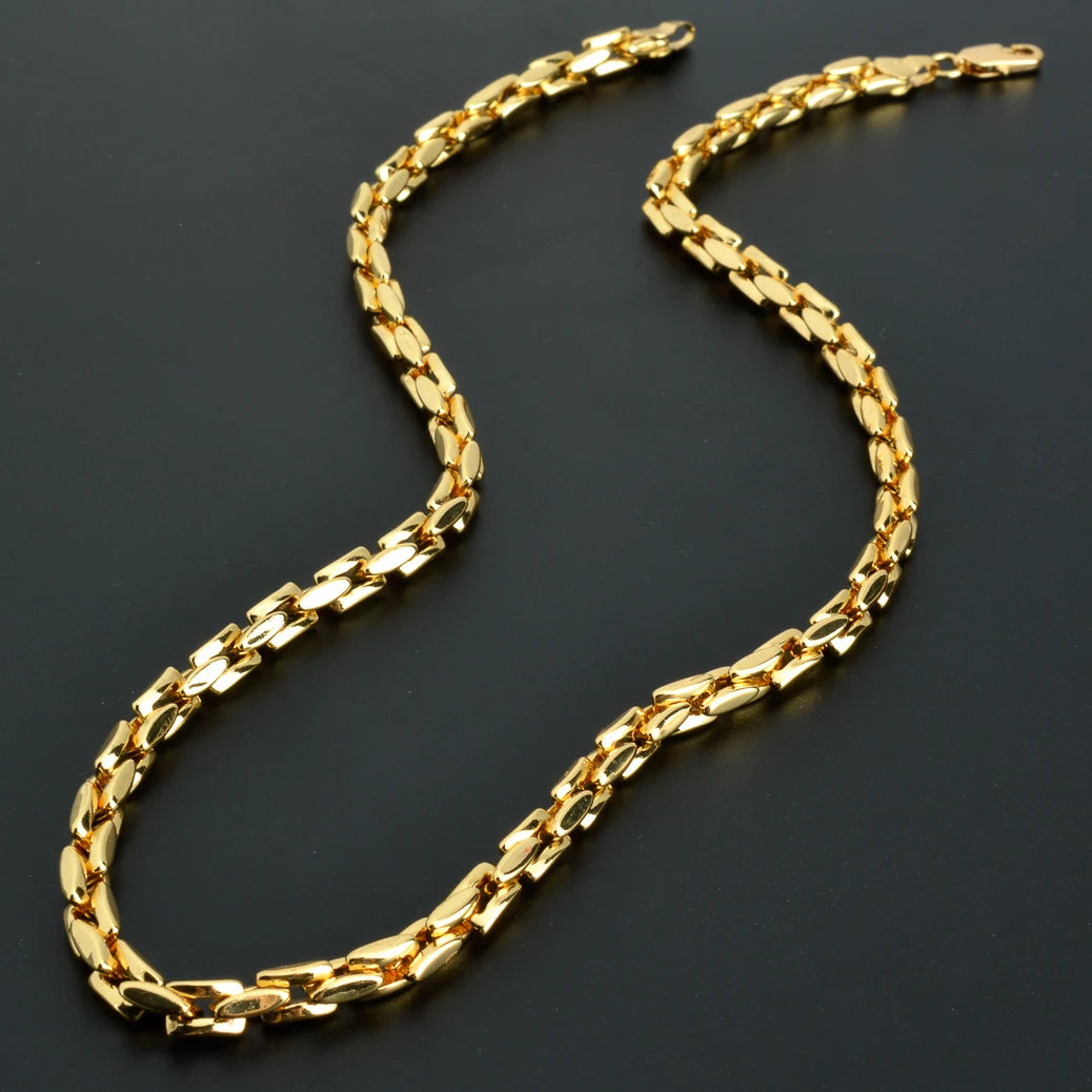 Hip hop Punk Curb Cuban Link Chain Necklace for Women Men Statement Italian 18K Gold Color Choker Trendy Daily or Wedding Party Gift