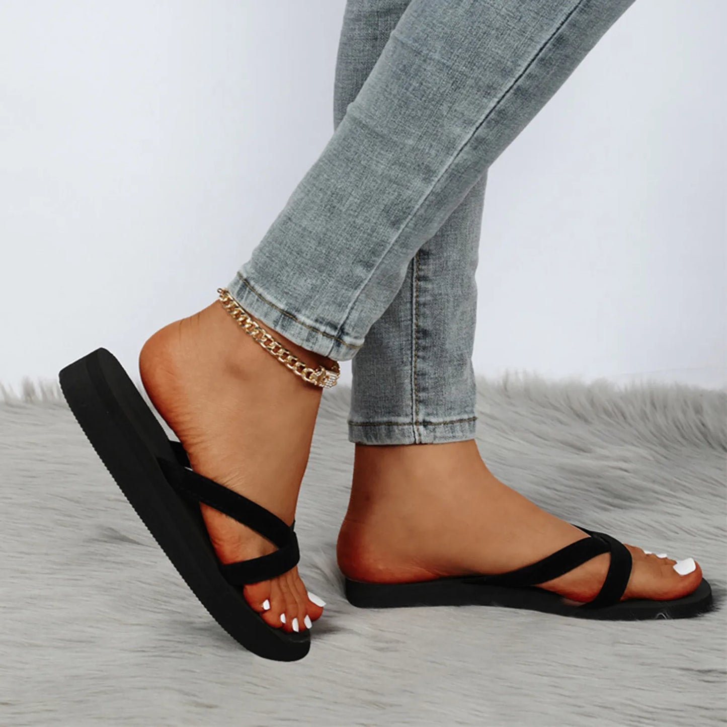 Spring Summer Fashion New Sandals Slippers Slippers Women's Sandals Square Head Solid Open Toe Sandals Outwear Sandals