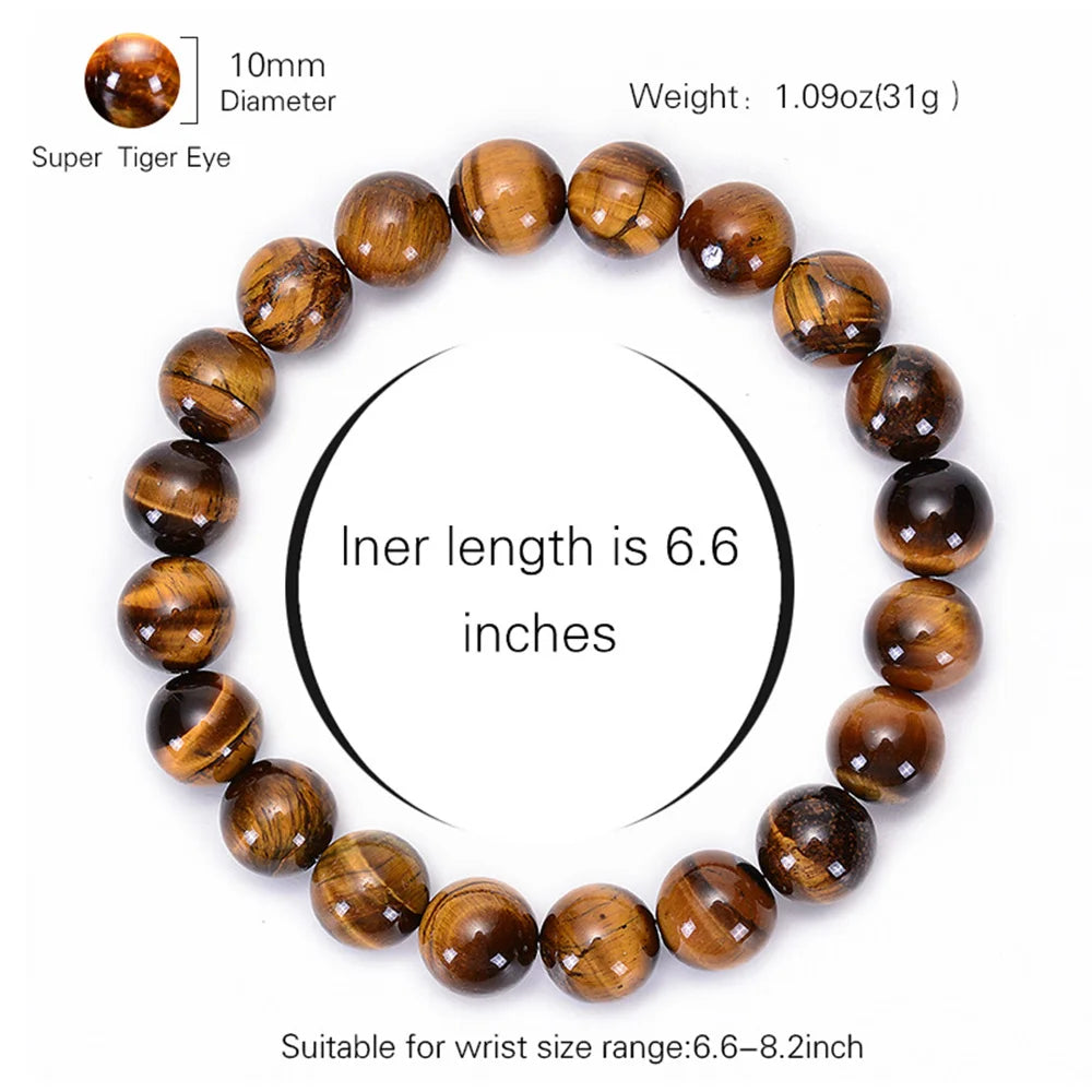 Kirykle Fashion Tiger Eye Bangles Men Natural Energy Stone Beads Reiki Healing Bracelets Jewellery Pulseras Gifts