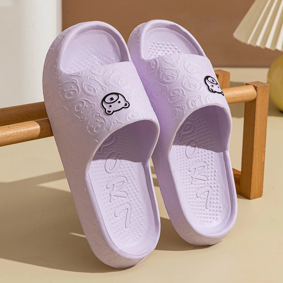 Fashion Men's Slippers Printing Little Bear Sandals Indoor Bathroom Non-slip Soft Women Dormitory Casual Shoes Couple