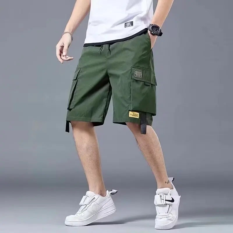 Overalls short men's summer style baggy straight cropped pants