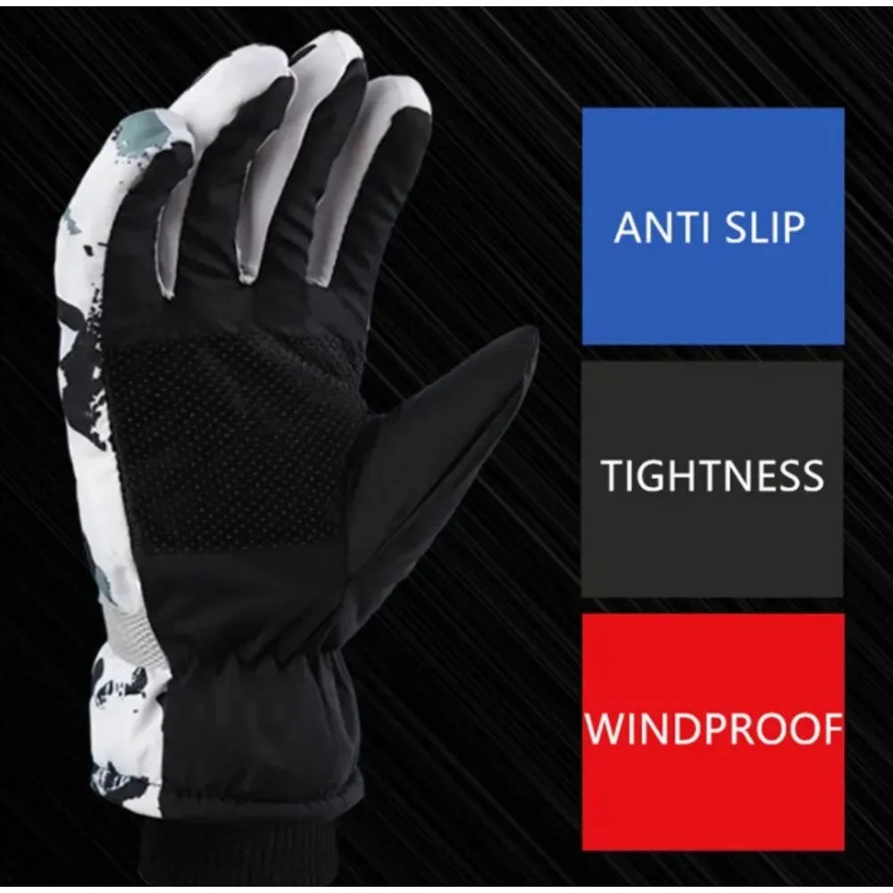 Winter Ski Gloves for Unisex Waterproof Fleece Thermal Warm Heating Gloves for Outdoor Motorcycle Snowboard Cycling Fishing