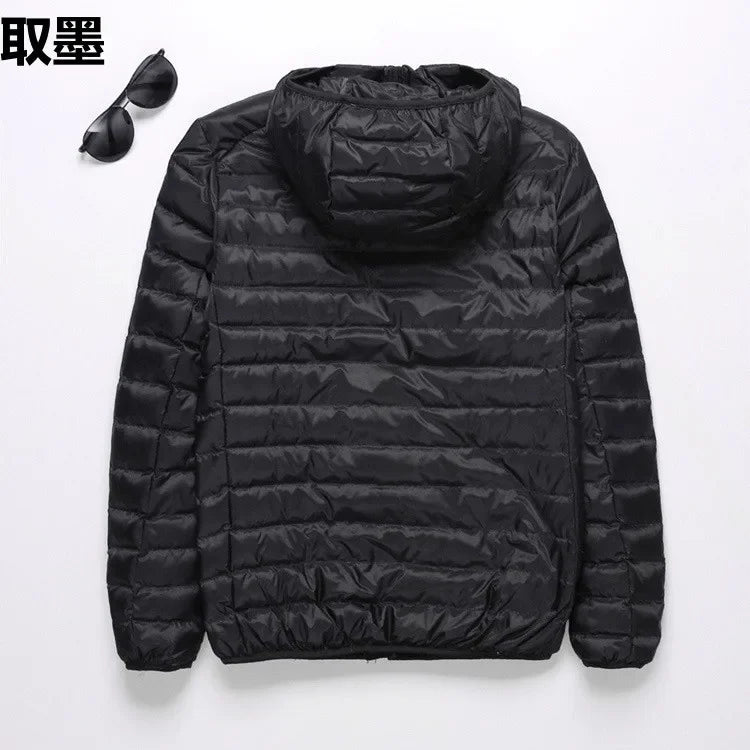 New Men's Lightweight Hooded Cotton-Padded Coat Warm Fashionable Cropped Casual Portable Stand Collar Cotton Jackect