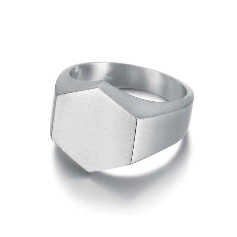 Men's Ring Punk Rock Smooth Stainless Steel Signet Ring For Men Hip Hop Party Jewellery