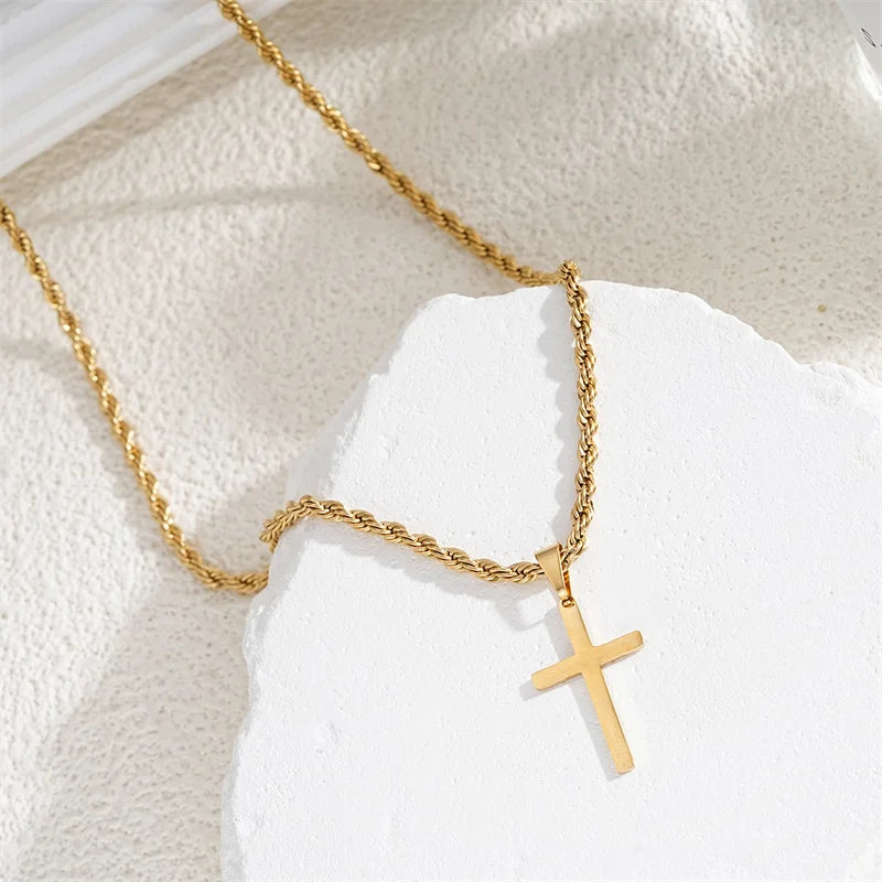 New Cross Pendant Necklace Unisex Minimalist Color Jewellery Male Necklaces Chokers Gifts (unisex)